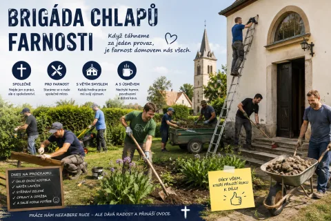 Brigáda oklepání omítky na faře